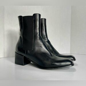 Roberto Botticelli Luxury Black Leather Square Toe Chelsea Boots 37 (7-7.5)